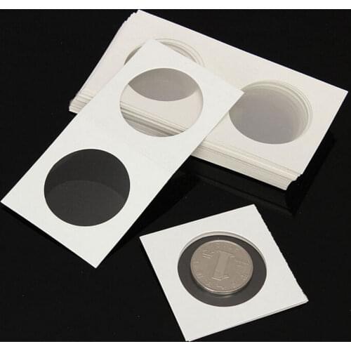 50PCS Coin Album Collection Lighthouse Stamp Coin Holders Cover Case 23/27/33/35mm Square Cardboard Coin Holders Coin Supplies
