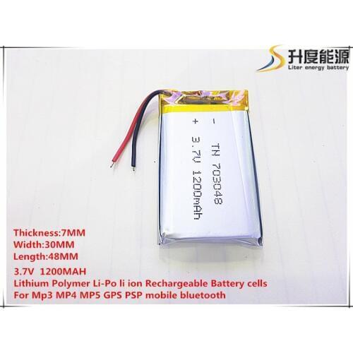 703048 3.7V 1200mAh 703050 Lithium Polymer Li-Po li ion Rechargeable Battery cells For Mp3 MP4 MP5 GPS mobile bluetooth