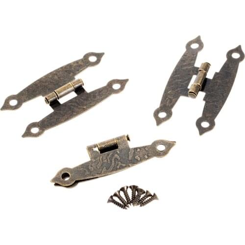 8pcs Alloy Antique Bronze Door Butt Hinges Furniture Kitchen Alloy Long Hinges for Cabinet Drawer Jewelry Box Long Hardware