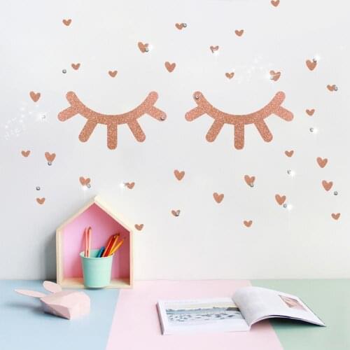 Safe Beautiful Rhinestone PVC Eyelashes Wall Sticker 40cm Eyelashes Sticker Exquisite for Kindergarten