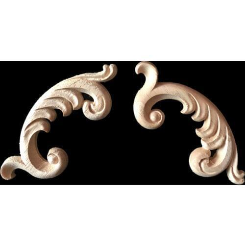 Solid Wood Carving Tyle Decoration Furniture Leg Decor Carved Cabinet Foot Unpainted Miniatures Decal