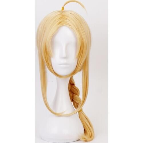 Fullmetal Alchemist Edward Elric Golden Cosplay Wig Styled Braided Synthetic Hair High Temperature Fiber Free Shipping