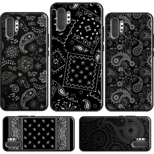 Bandana Seamless Pattern Black Case For Samsung Galaxy S20 Ultra S8 S9 S10 Plus S10e Note 10 Plus Note 20 Ultra Coque