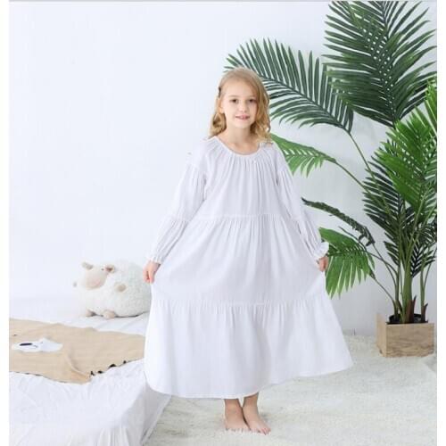 Kids Nightgowns Children Girls Sleep Wear White Lace Girls Wear Nightdress Long Girl Kids Pajamas Baby Clothes