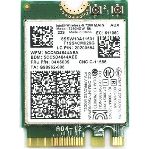 For Intel Wireless-N 7260 7260NGW BN 300M Wifi NGFF Card FRU:04X6009/04X6006 T440 T440p W540 L440 X240 X240s