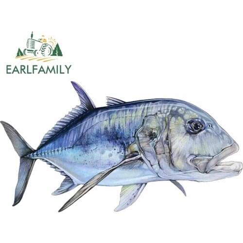 EARLFAMILY 13cm x 7cm for Giant Trevally Fish Waterproof Decal Scratch-proof Car Sticker DIY Occlusion Scratch Custom Printing