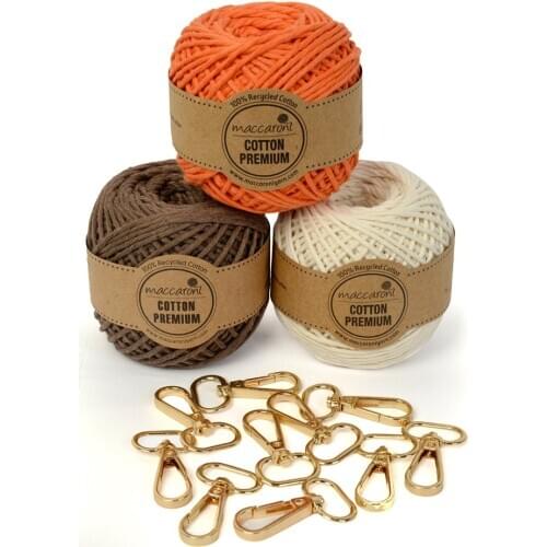 Cotton macrame scannable hobby cord and keychain hook set rope cord