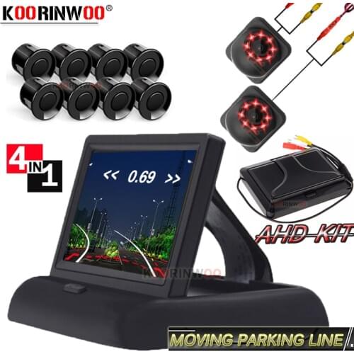 Koorinwoo Intelligent HD CCD Dynamic Trajectory Car Rearview camera front camera Wide Angle Car sensors Parktronic 8 LCD Screen