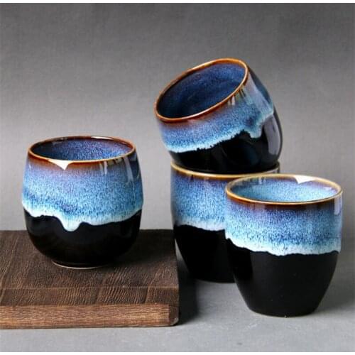 Ceramic Kiln Change Large Kung Fu Master Tea Cup Porcelain Temmoku Glazed Water Mug Tea Set Teaware Office Drinkware 180ML