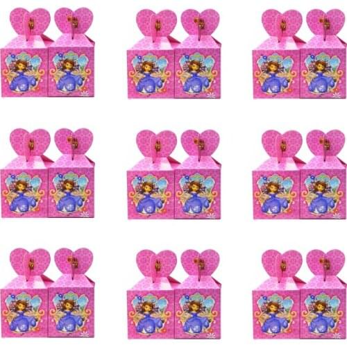 Disney Sofia Princess Party Supplies Candy Box Gift Bag Happy Birthday Party Decor Baby Shower Kids Gift Wedding Theme Decorate