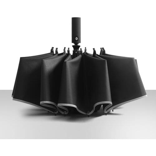 Creative Fully Automatic Car Reverse Edge Reflective Tri-fold Umbrella Men Business Sunny and Rainy Umbrella