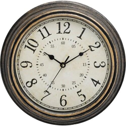 LeFull Retro Luxury Wall Clock 12 Inches Silent Living Room Study, American Retro Quartz Clock