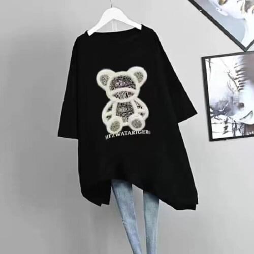 Plus Size Summer Short New Women Summer Mid-Length Long Loose Elastic Comfort T Shirt Lady Tops 2021 With Sleeve Female Clothes