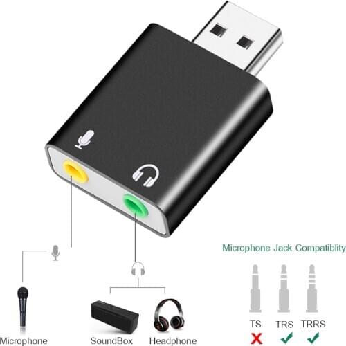 Kebidu Mini Sound Card USB Audio Interface headphone Adapter Soundcard for Mic Speaker Laptop Computer External Sound Card