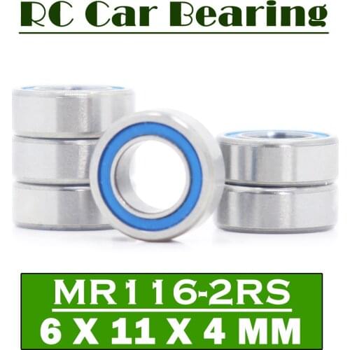 FUSHI MR116RS Bearings Blue Sealed 6x11x4 mm , ABEC-3 MR116 2RS Shaft Ball Bearing Parts For Hobby RC Car Truck , Pick of 6 Pcs