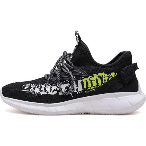 Men Shoes Breathable White Mens Mesh Sneakers Flying Fabric Lace-Up Lightweight Black WalkingMan Tenis Shoe Zapatillas Hombre
