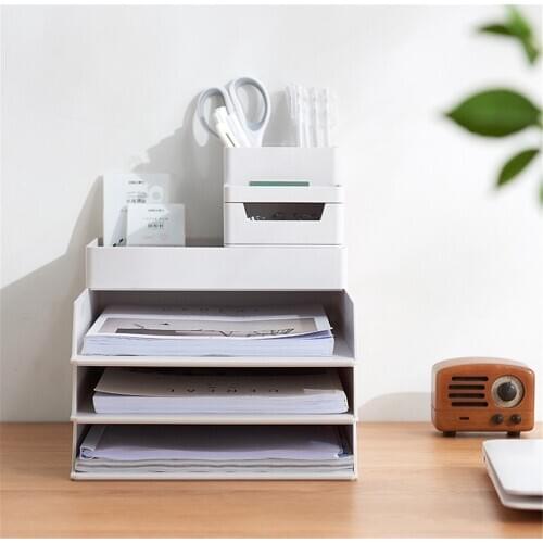4 Layers Table Storage Organizer Box A4 Big Document Case Paper Desk Organizer Stationery Pen Book Holder for Home Desktop