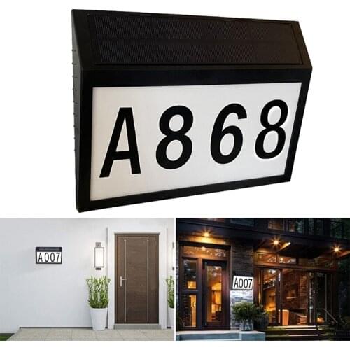 House Number Sign Solar LED Light Outdoor Wall Lamp DIY Home Door Lights Address Numbers And Letters Waterproof Garden Lighting