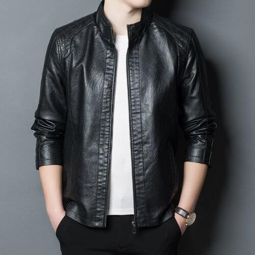 New Mens Autumn New Leather Jacket Motorcycle Slim Comfortable Jacket Mens Black Jacket Jacket Mens PU Leather Jacket S-3XL