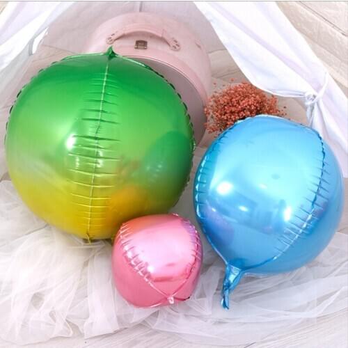 New 10 Inch Gradient Metal Rainbow 4D Round Aluminum Film Balloon Wedding Birthday Store Party Decoration