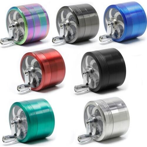 New 63MM 4-Layer Hand-cranking Herb Grinder Smoke Spice Tobacco Muller For Shisha Water Hookah Pipe Accessories Wholesale 2020