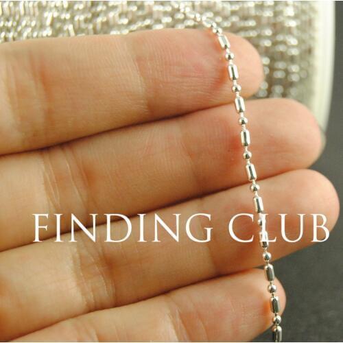 New factory price 5Meters 1.5mm Silver Color Metal Brass Bead Ball Chain Jewelry Findings in Bulk