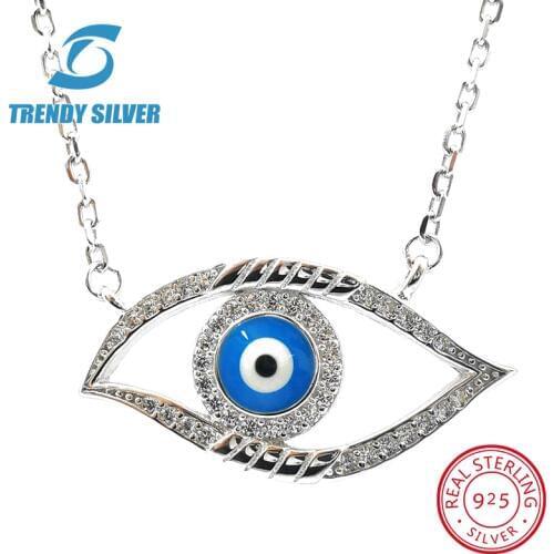 925 Sterling Silver Cubic Zirconia Turkey Demon Evil Eyes Necklaces Pendants For Women Lady Fashion Jewelry Valentines gif