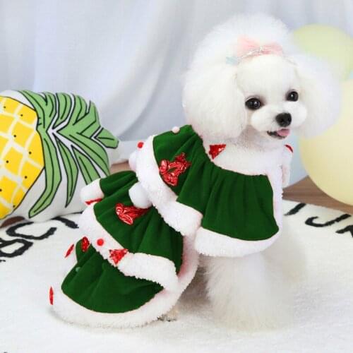 Christmas Pet Dog Dress Winter Warm Dog Clothes Dog Xmas Costume Dog Yorkie Chihuahua Cat Clothes Dresses Pet Clothing Outfits
