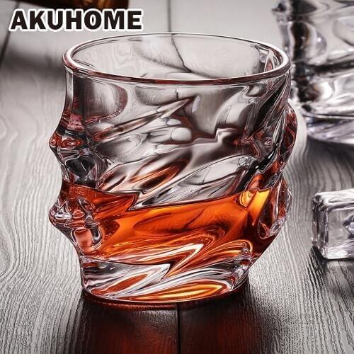 Glass Creative Tea Cup Thick and Strong Transparent Juice Glass Beer Cup Large Capacity Spiral Pattern Glass Cup Akuhome
