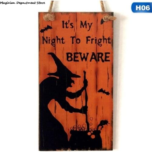 Horror Happy Atmosphere Halloween Decoration Wooden Sign Restaurant Yard Party Witch Skull Owl Wooden Sign Pendant Ornaments