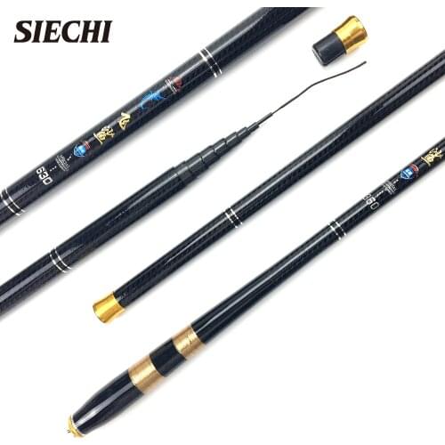 SIECHI Fishing Rods 3.6m-7.2m Carbon Fiber Telescopic Fishing Rod Ultra Light Ultrafine Hand Pole Feeder for Carp Fishing