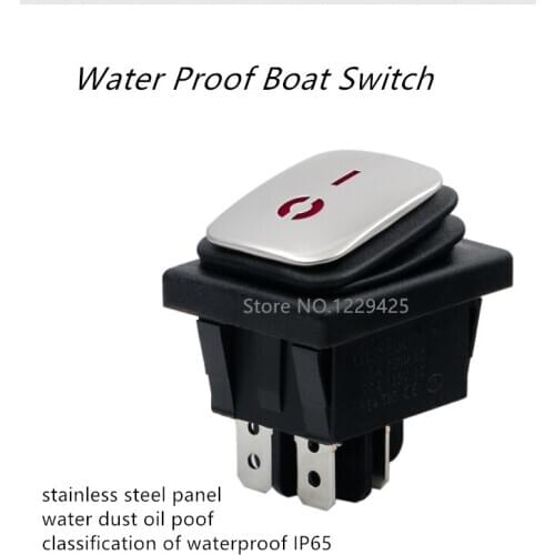 KCD4 Stainless Steel Sealed Waterproof Boat Switch Rocker Switch with LED Big Current
