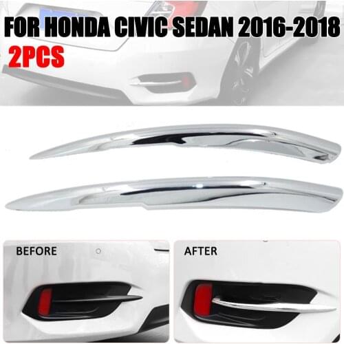 Waterproof Fog Lighting strip Chrome Rear Fog Light Cover Trim For Honda Civic 10th Gen Sedan 2016-2018