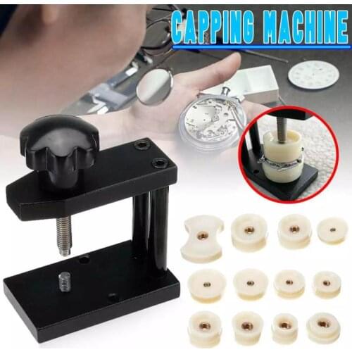 Watch Back Cover Pressing Machine Watch Repair Tool Set Screw Capping Machine Black Capping Machine 12 Die Watch Repair Kit Tool