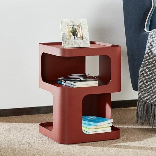 Open Storage Nordic Iron bedside table double layer storage modern simple bedroom bedside table living room tea table sofa side