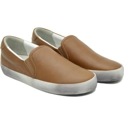 CANGMA Luxury Brand Sneakers Women Footwear Casual Shoes Loafer Womans Slip On Genuine Leather Brown Leisure Shoe Female