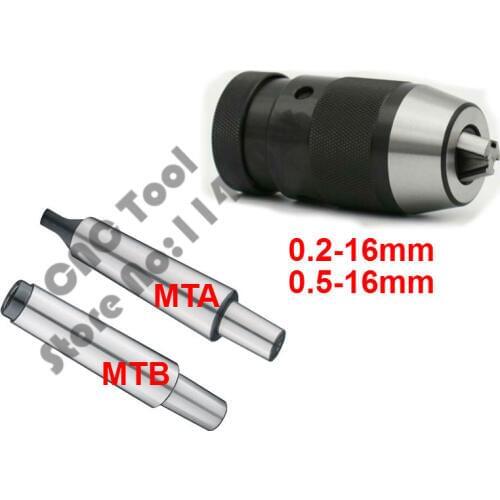 1SET Drill Chuck 0.2-16mm 0.5-16mm B18 with morse tapper arbor MT1/MT2/MT3/MT4 3-16mm Automatic Locking Chuck Self Tighten chuck