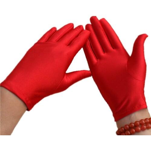 1 Pair High Elasticity Spandex Gloves White/Black/Red/Grey/Purple/ Unisex Short Gloves Sunscreen Etiquette Dance Jewelery Glove