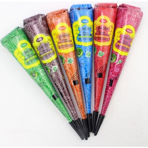 1Pcs 6 Colors Indian Henna Tattoo Paste Cone Body Paint Temporary Mehndi Henna Tattoo Body Art