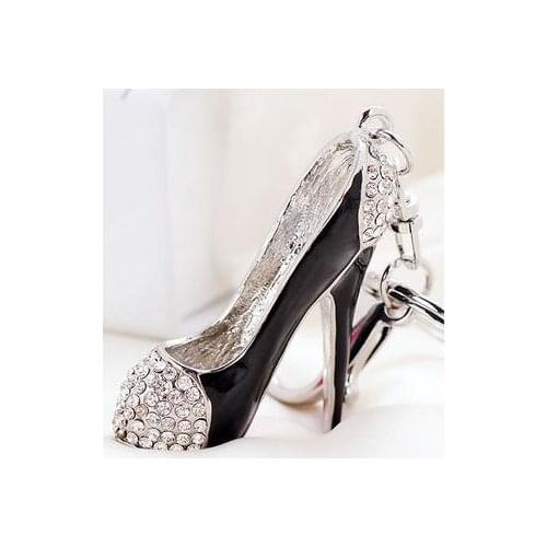 10pcs/lot High Heel Shoes Keychains Rhinestone Keyring Women Handbag Key Holder bag pendant