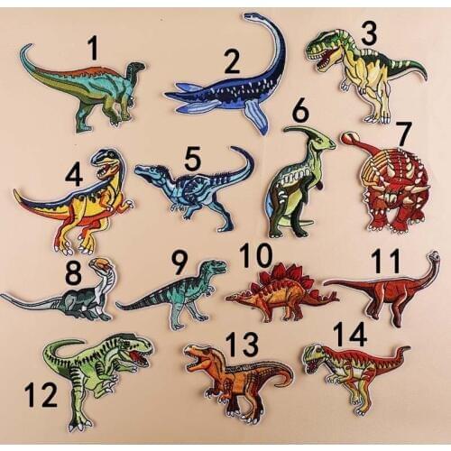 10pc Cloth Stickers Embroidery Chapter Jurassic era Tyrannosaurus Rex Dinosaur Laser Cut Clothing Patch Iron on Cloth Applique