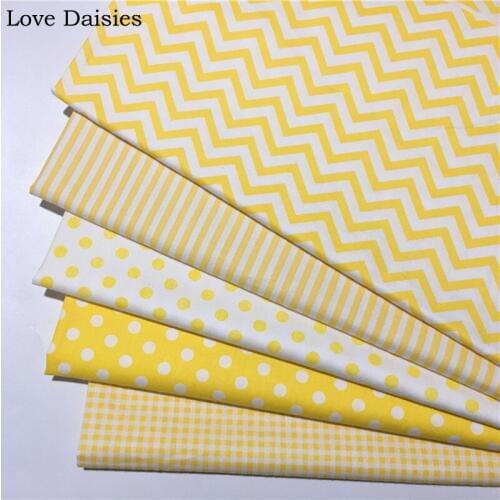100% Cotton Twill Cloth YELLOW Series Chevron Stripe Polka Dots Check Fabrics for DIY Bedding patchwork Sheet Handwork Decor