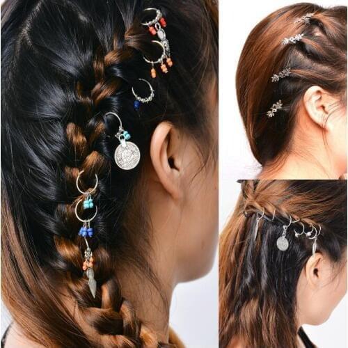 100set/lot DIY Simple Multi Personality Plait Hair Clips Leaves Coin Pendant Hair Pin Hair Styling Tools Accessories HA1791