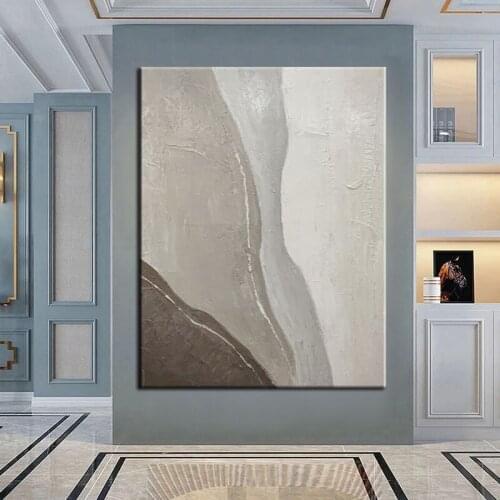 100% Hand Painted Oil Paintings Canvas Wall Decorative Artwork Wall Pictures Grey Simple Abstract Art For Home Entrance Wall