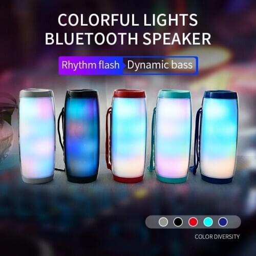 20W LED Flashing Light Bluetooth Speaker Portable Wireless Bass Column Waterproof 3D Stereo Music Center Subwoofer Soundbar FM