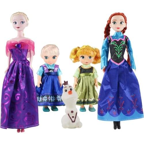 25cm Frozen Princess Elsa Anna Olaf Snowman Chilldhood Beauty Girl PVC Action Figure Collection Model Toys Brinquedos Kids Gifts
