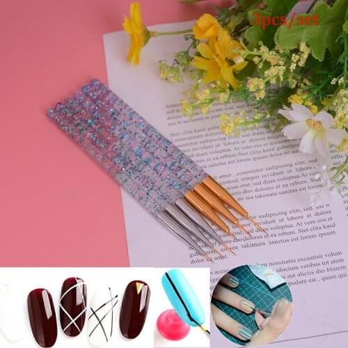 3Pcs/Set Nail Art Liner Brush Painting Drawing Lines Grid Acrylic Pen Nail Art Diy Design Manicure Tool 2 Colors