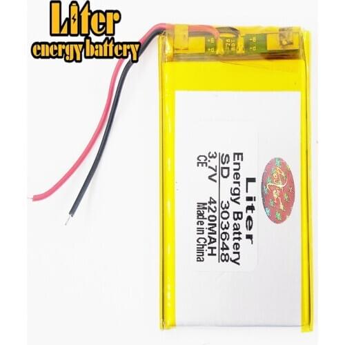 303648 3.7V,420mAH,303648 polymer lithium ion / Li-ion battery for dvr,GPS,mp3,mp4,cell phone,speaker