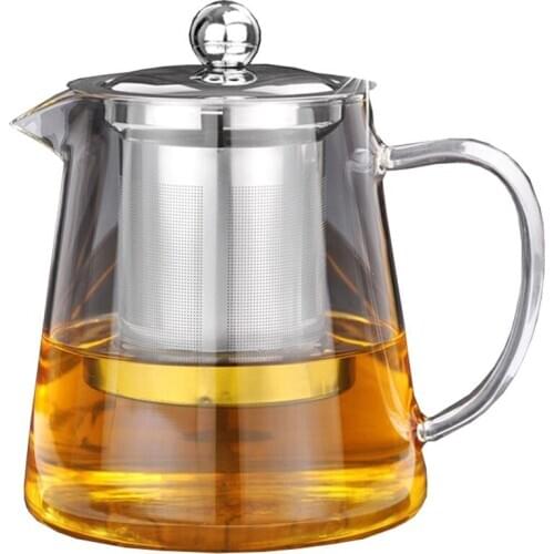 5Sizes Good Clear Borosilicate Glass Teapot With 304 Stainless Steel Infuser Strainer Heat Coffee Tea Pot Tool Kettle Set 380Ml