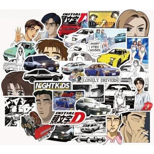 10/30/50Pcs Initial D Japanese Anime Stickers For Decal on Guitar Suitcase Laptop Phone Fridge Motorcycle Car Toys